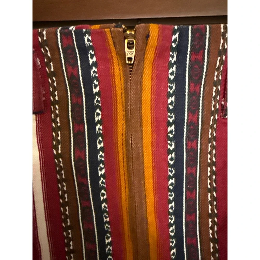 Vintage South western wrap stripe Maxi Skirt Fringe back Slit sz3 Boho  Cowgirl